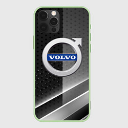 Чехол для iPhone 12 Pro Volvo Карбон абстракция, цвет: 3D-салатовый
