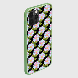Чехол для iPhone 12 Pro Белые фиалки паттерн, цвет: 3D-салатовый — фото 2