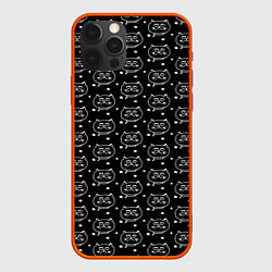 Чехол для iPhone 12 Pro Хмурые Мордочки Котов и Снежинки, цвет: 3D-красный