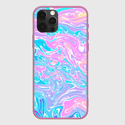 Чехол для iPhone 12 Pro Liquid holographic waves, цвет: 3D-малиновый
