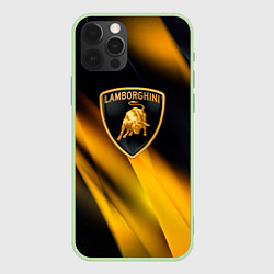 Чехол для iPhone 12 Pro Lamborghini - Жёлто-чёрный абстракция, цвет: 3D-салатовый