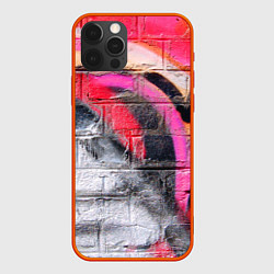 Чехол для iPhone 12 Pro Граффити на кирпичной стене - фрагмент, цвет: 3D-красный