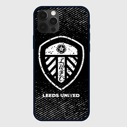 Чехол для iPhone 12 Pro Leeds United с потертостями на темном фоне, цвет: 3D-черный