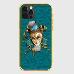 Чехол для iPhone 12 Pro Шут - венецианская маска, цвет: 3D-желтый