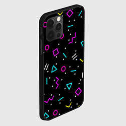 Чехол для iPhone 12 Pro Colored neon geometric shapes, цвет: 3D-черный — фото 2