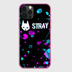 Чехол для iPhone 12 Pro Stray - кляксы - неон, цвет: 3D-малиновый