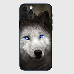 Чехол для iPhone 12 Pro Волчица с голубыми глазами, цвет: 3D-черный