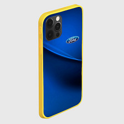 Чехол для iPhone 12 Pro Ford - синяя абстракция, цвет: 3D-желтый — фото 2