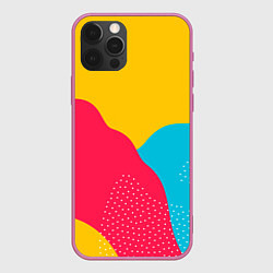 Чехол для iPhone 12 Pro Яркие кляксы - абстракция, цвет: 3D-малиновый