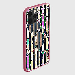 Чехол для iPhone 12 Pro Разноцветный полосатый абстрактный узор, цвет: 3D-малиновый — фото 2