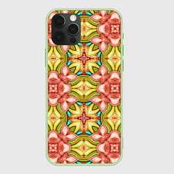 Чехол для iPhone 12 Pro Калейдоскоп из цветов, цвет: 3D-салатовый