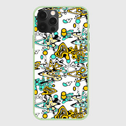 Чехол для iPhone 12 Pro Abstract pattern waves and streaks, цвет: 3D-салатовый