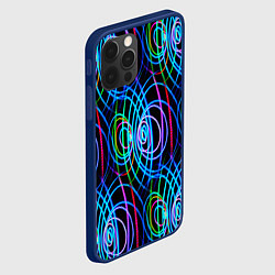 Чехол для iPhone 12 Pro Неоновые завитки, цвет: 3D-тёмно-синий — фото 2