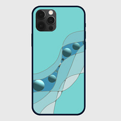 Чехол для iPhone 12 Pro Голубая геометрическая абстракция Круги и сферы Го, цвет: 3D-черный