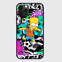 Чехол для iPhone 12 Pro Барт Симпсон - центр-форвард на фоне граффити, цвет: 3D-черный