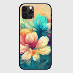 Чехол для iPhone 12 Pro Цветочный букет нарисованный маслом, цвет: 3D-черный