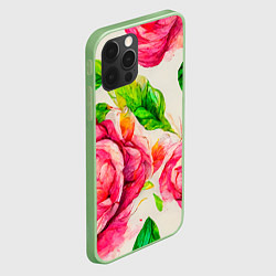 Чехол для iPhone 12 Pro Яркие выразительные розы, цвет: 3D-салатовый — фото 2