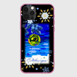 Чехол для iPhone 12 Pro Новый год ёлочный шар, цвет: 3D-малиновый