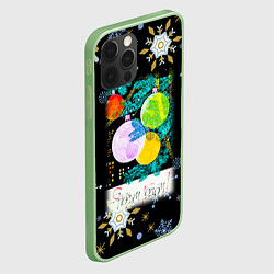 Чехол для iPhone 12 Pro Новый год ёлочные шары, цвет: 3D-салатовый — фото 2