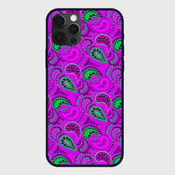 Чехол для iPhone 12 Pro Turkish cucumber raspberry and green background, цвет: 3D-черный