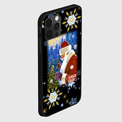 Чехол для iPhone 12 Pro Новый год дед мороз и птичка, цвет: 3D-черный — фото 2