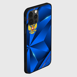 Чехол для iPhone 12 Pro Герб РФ на синем объемном фоне, цвет: 3D-черный — фото 2