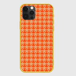 Чехол для iPhone 12 Pro Цветочки на оранжевом фоне, цвет: 3D-желтый