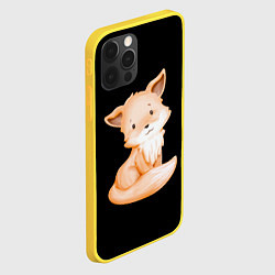 Чехол для iPhone 12 Pro Маленький Лисёнок На Чёрном Фоне, цвет: 3D-желтый — фото 2