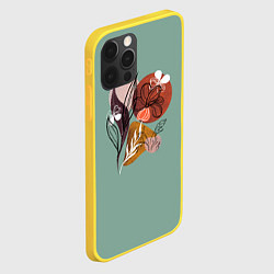 Чехол для iPhone 12 Pro Абстрактные цветы на сером, цвет: 3D-желтый — фото 2
