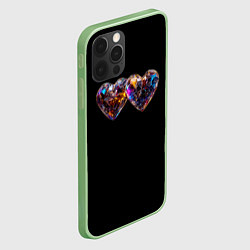Чехол для iPhone 12 Pro Два разноцветных сердечка, цвет: 3D-салатовый — фото 2