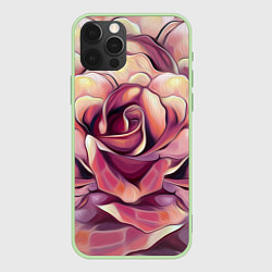 Чехол для iPhone 12 Pro Крупная роза маслом, цвет: 3D-салатовый