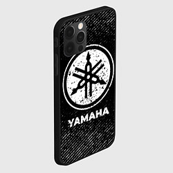 Чехол для iPhone 12 Pro Yamaha с потертостями на темном фоне, цвет: 3D-черный — фото 2