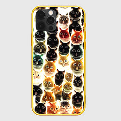 Чехол для iPhone 12 Pro Паттерн-котики, цвет: 3D-желтый