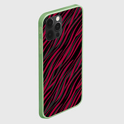 Чехол для iPhone 12 Pro Модный полосатый красно- черный узор Зебра, цвет: 3D-салатовый — фото 2
