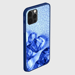 Чехол для iPhone 12 Pro Кубики льда и капли воды, цвет: 3D-тёмно-синий — фото 2