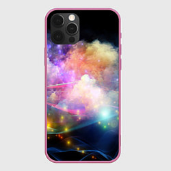 Чехол для iPhone 12 Pro Светящиеся точки и дым, цвет: 3D-малиновый