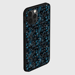 Чехол для iPhone 12 Pro Знаки зодиака и звезды на сине- черном фоне, цвет: 3D-черный — фото 2