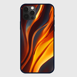 Чехол для iPhone 12 Pro Плавные огненные узоры, цвет: 3D-черный