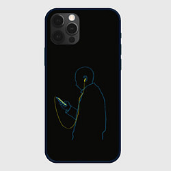 Чехол для iPhone 12 Pro Человек слушает музыку, цвет: 3D-черный