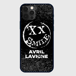 Чехол для iPhone 12 Pro Avril Lavigne с потертостями на темном фоне, цвет: 3D-черный