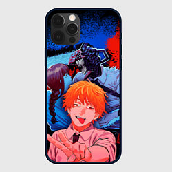 Чехол для iPhone 12 Pro Макима и Дэнджи - Человек бензопила, цвет: 3D-черный