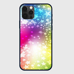 Чехол для iPhone 12 Pro Звезды на радужном фоне, цвет: 3D-черный