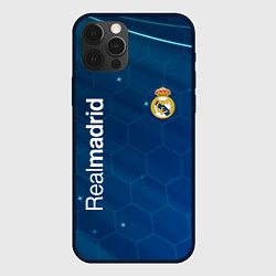 Чехол для iPhone 12 Pro Real madrid голубая абстракция, цвет: 3D-черный