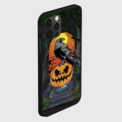 Чехол для iPhone 12 Pro Ворон, сидящий на тыкве - Halloween, цвет: 3D-черный — фото 2