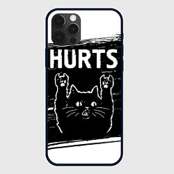 Чехол для iPhone 12 Pro Группа Hurts и рок кот, цвет: 3D-черный