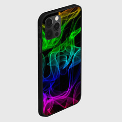 Чехол для iPhone 12 Pro Разноцветный неоновый дым, цвет: 3D-черный — фото 2