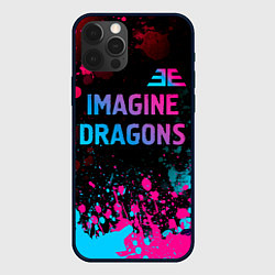 Чехол для iPhone 12 Pro Imagine Dragons - neon gradient: символ сверху, цвет: 3D-черный