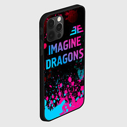Чехол для iPhone 12 Pro Imagine Dragons - neon gradient: символ сверху, цвет: 3D-черный — фото 2