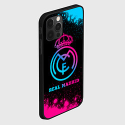 Чехол для iPhone 12 Pro Real Madrid - neon gradient, цвет: 3D-черный — фото 2