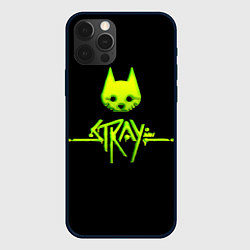 Чехол для iPhone 12 Pro Stray green neon, цвет: 3D-черный